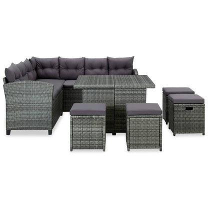 Set Divani da Giardino 6 pz con Cuscini in Polyrattan Grigio - homemem39