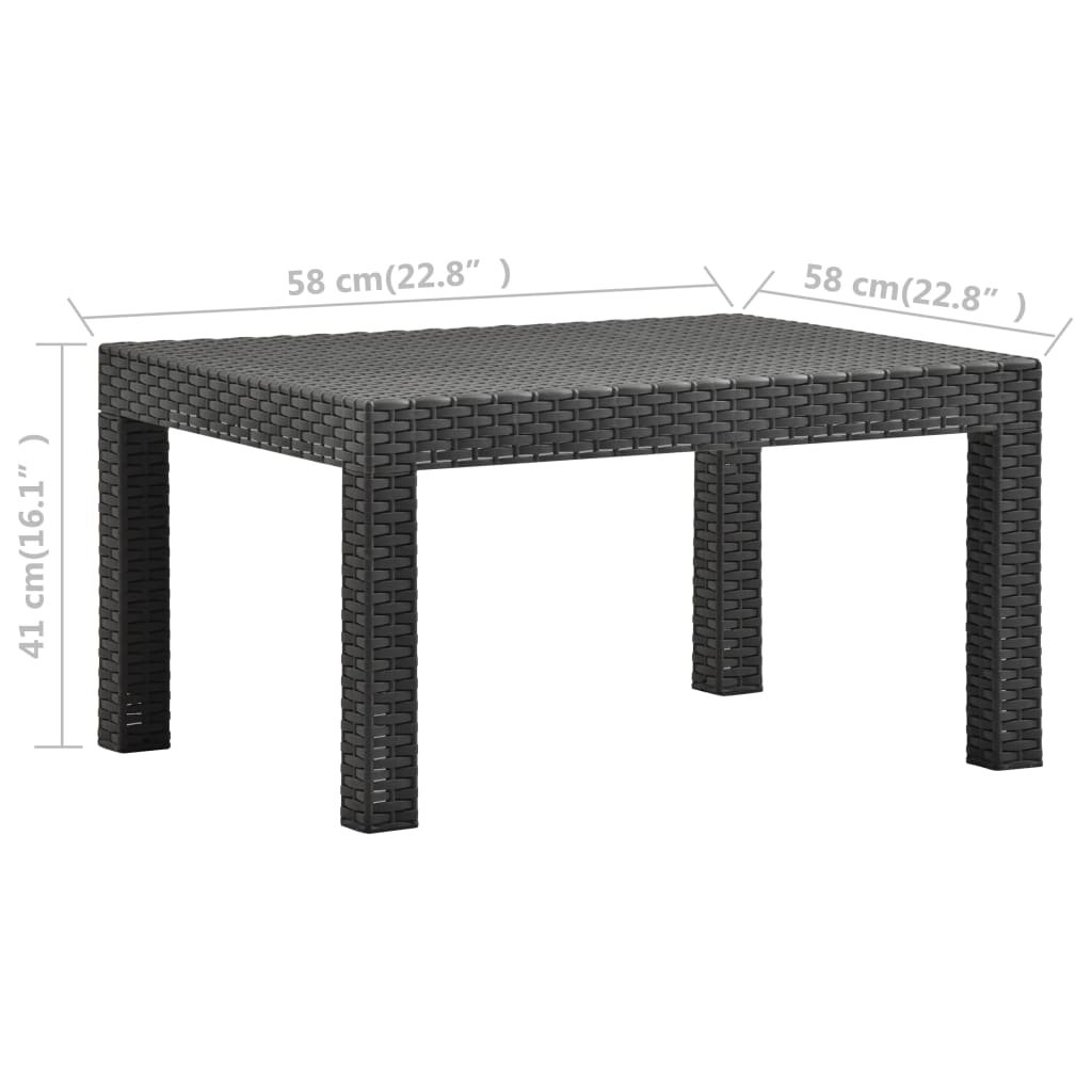 Tavolo da Giardino Antracite 58x58x41 cm in Rattan PP - homemem39