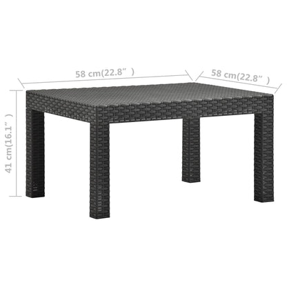 Tavolo da Giardino Antracite 58x58x41 cm in Rattan PP - homemem39