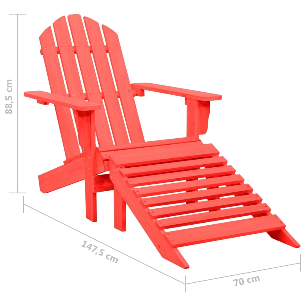 Sedia Giardino Adirondack con Ottomana Massello di Abete Rossa - homemem39