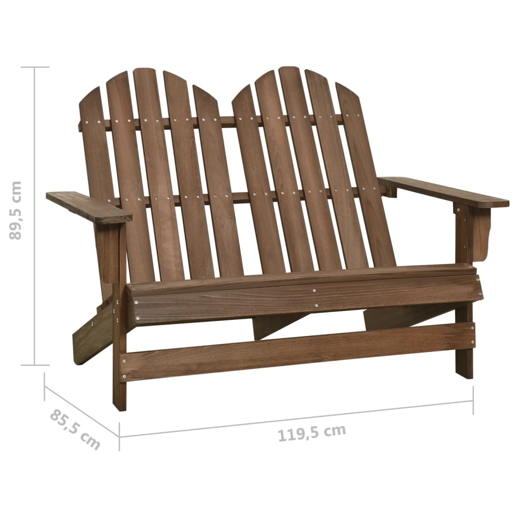 Sedia 2 Posti da Giardino Adirondack in Abete Massello Marrone - homemem39