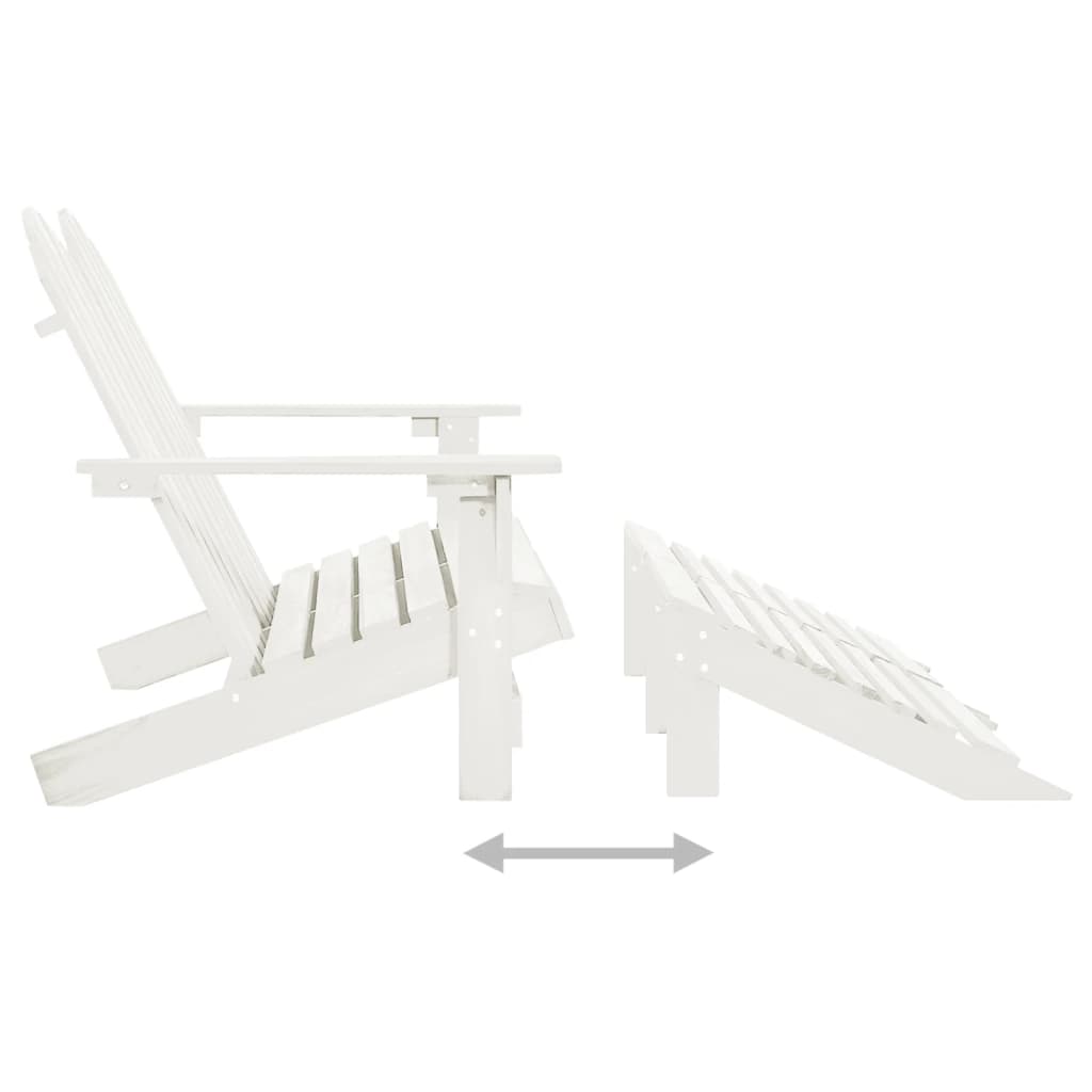 Sedia 2 Posti Adirondack con Ottomana in Abete Massello Bianco - homemem39