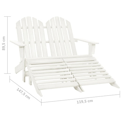 Sedia 2 Posti Adirondack con Ottomana in Abete Massello Bianco - homemem39