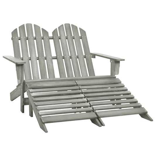 Sedia 2 Posti Adirondack con Ottomana in Abete Massello Grigio - homemem39