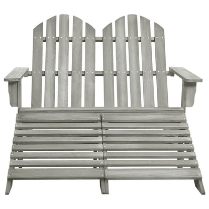 Sedia 2 Posti Adirondack con Ottomana in Abete Massello Grigio - homemem39