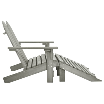 Sedia 2 Posti Adirondack con Ottomana in Abete Massello Grigio - homemem39