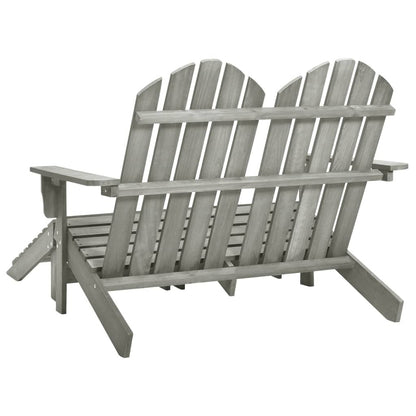 Sedia 2 Posti Adirondack con Ottomana in Abete Massello Grigio - homemem39