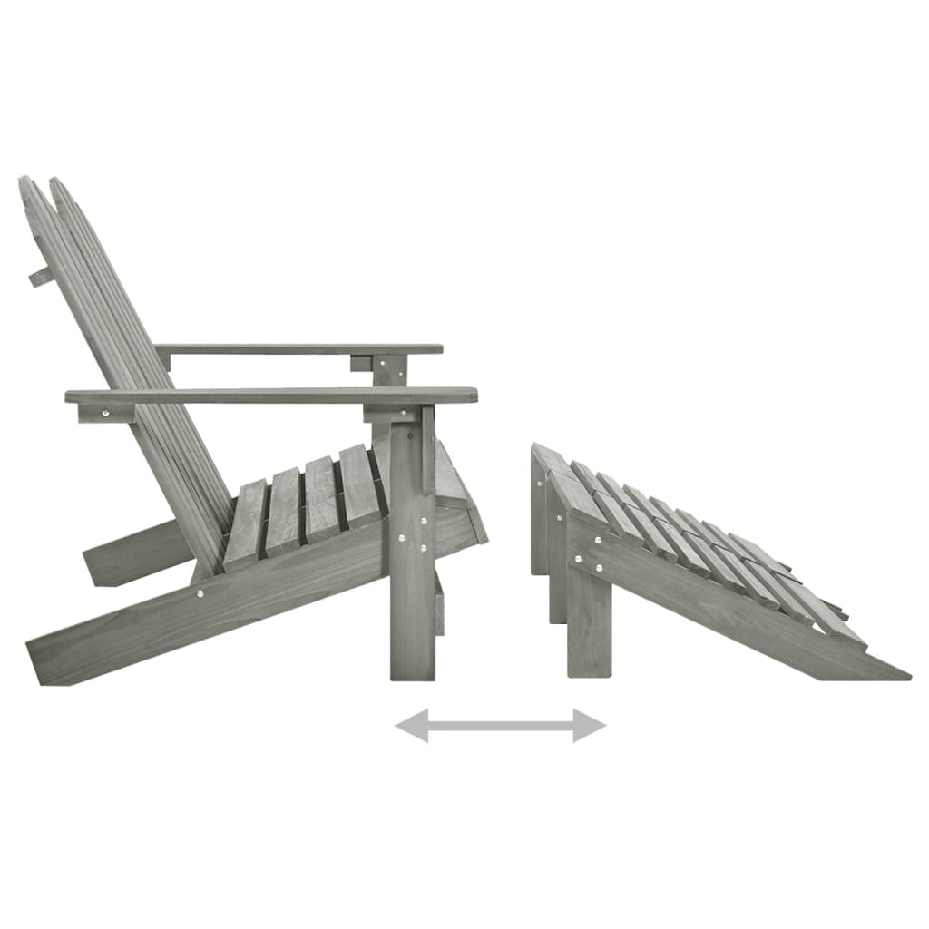 Sedia 2 Posti Adirondack con Ottomana in Abete Massello Grigio - homemem39