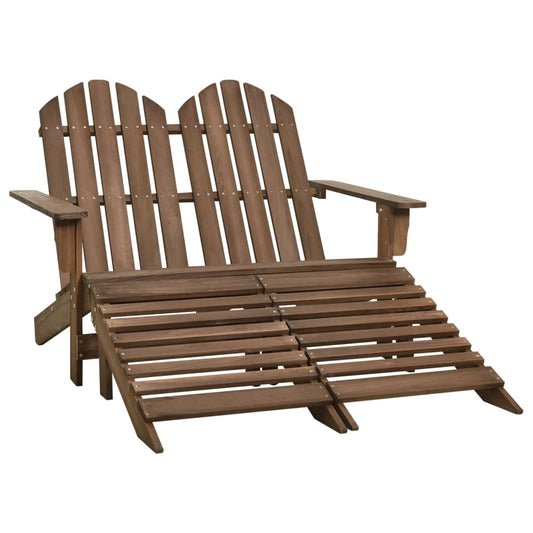 Sedia 2 Posti Adirondack con Ottomana in Abete Massello Marrone - homemem39