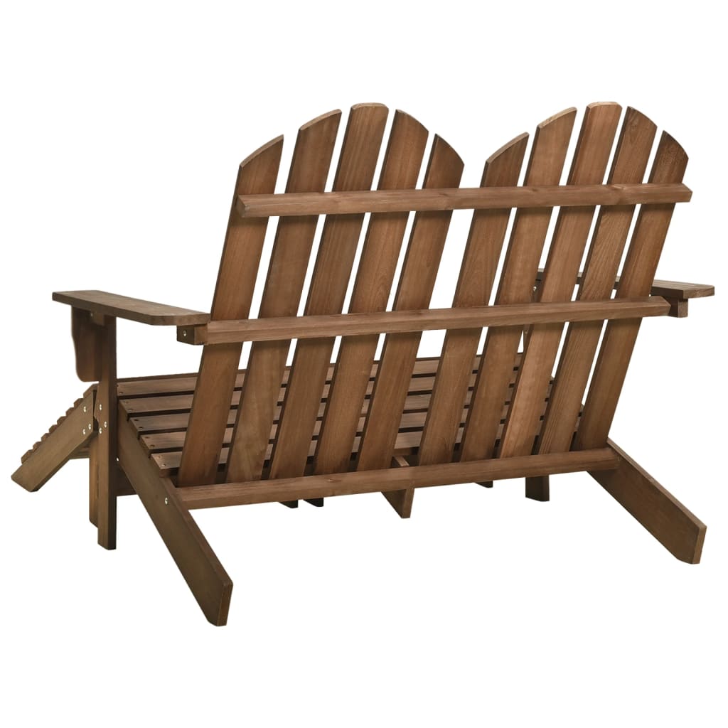 Sedia 2 Posti Adirondack con Ottomana in Abete Massello Marrone - homemem39