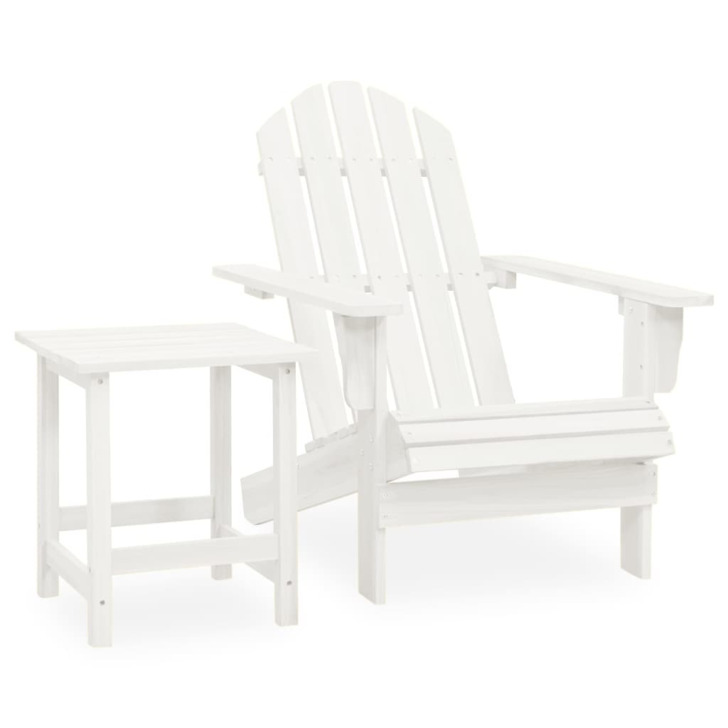 Sedia Adirondack da Giardino con Tavolo Abete Massello Bianco - homemem39