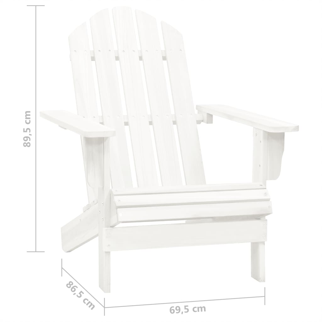 Sedia Adirondack da Giardino con Tavolo Abete Massello Bianco - homemem39