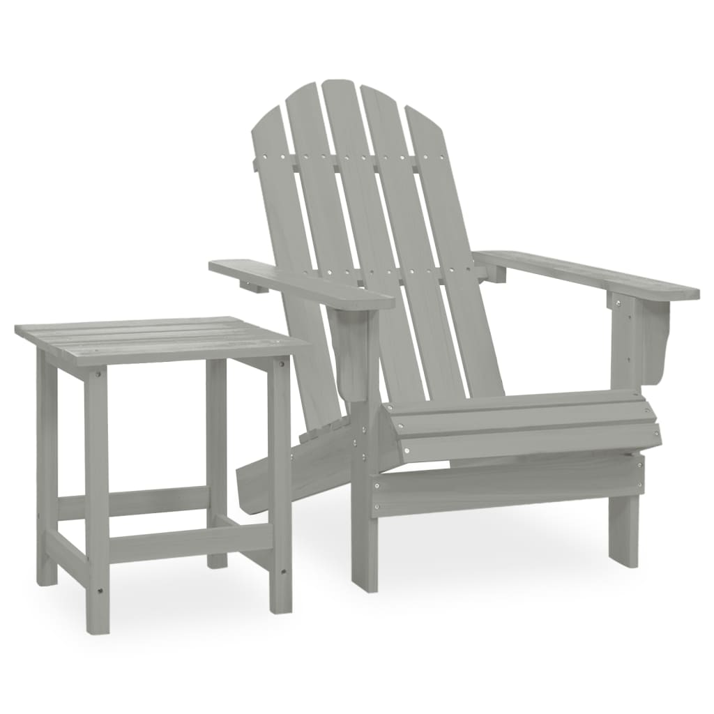 Sedia da Giardino Adirondack con Tavolino Legno Abete Grigio - homemem39