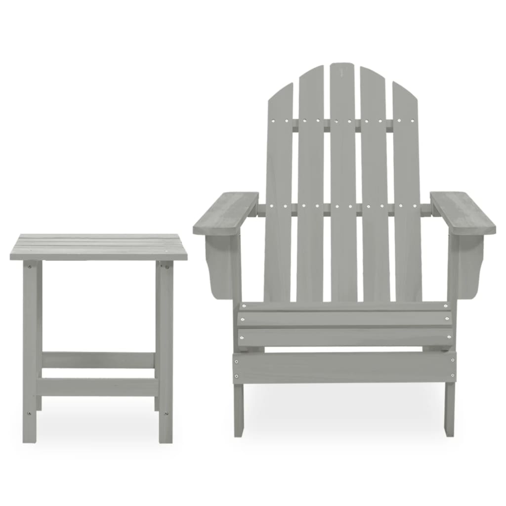 Sedia da Giardino Adirondack con Tavolino Legno Abete Grigio - homemem39