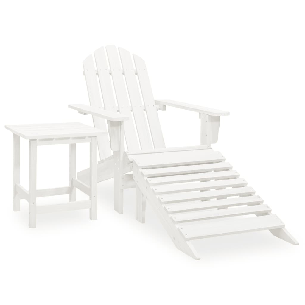 Sedia Adirondack con Ottomana e Tavolo in Abete Massello Bianco - homemem39