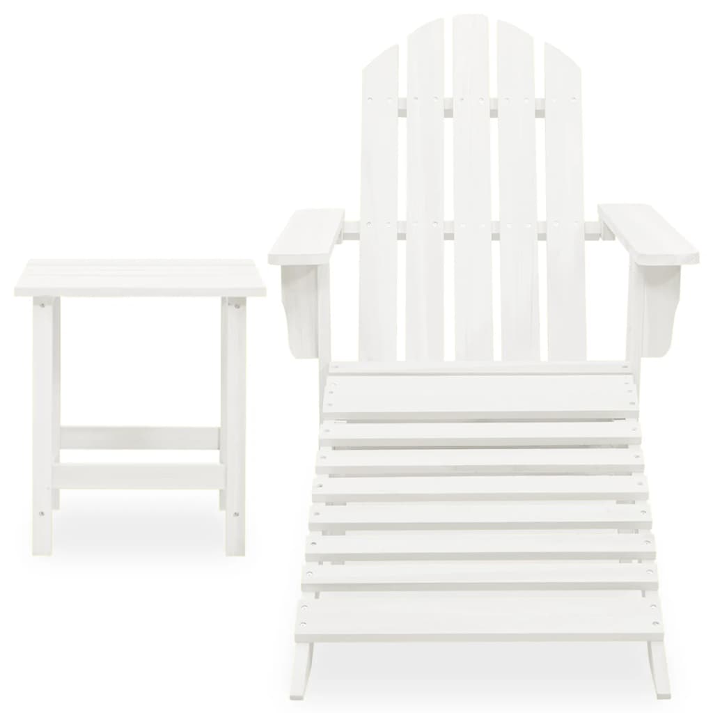 Sedia Adirondack con Ottomana e Tavolo in Abete Massello Bianco - homemem39