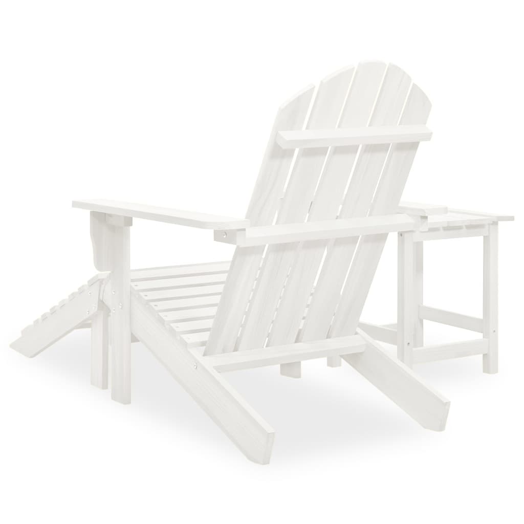 Sedia Adirondack con Ottomana e Tavolo in Abete Massello Bianco - homemem39