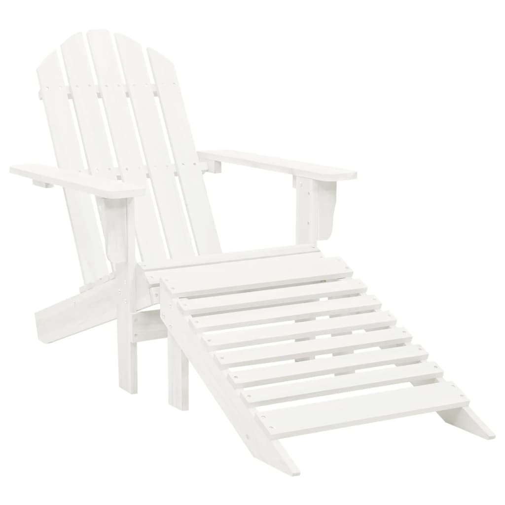 Sedia Adirondack con Ottomana e Tavolo in Abete Massello Bianco - homemem39