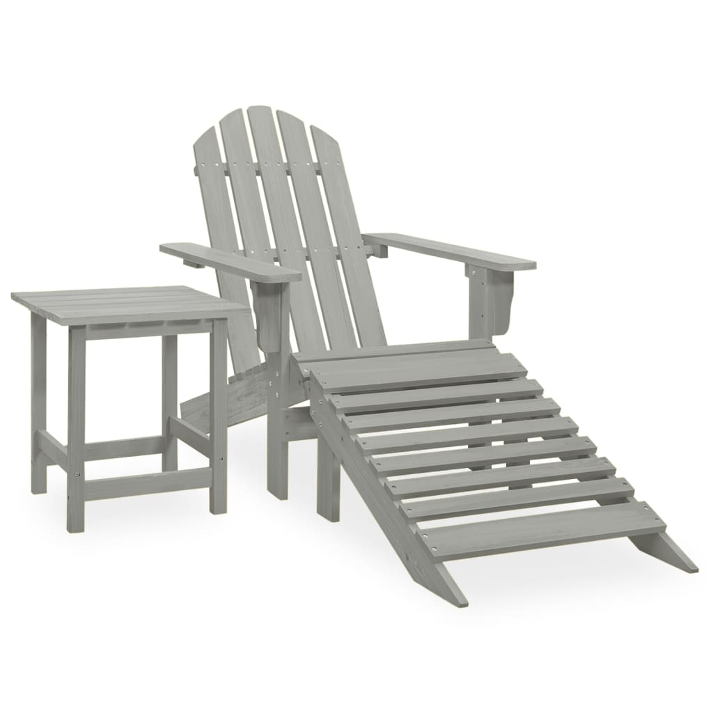 Sedia Giardino Adirondack Ottomana Tavolo Abete Massello Grigio - homemem39