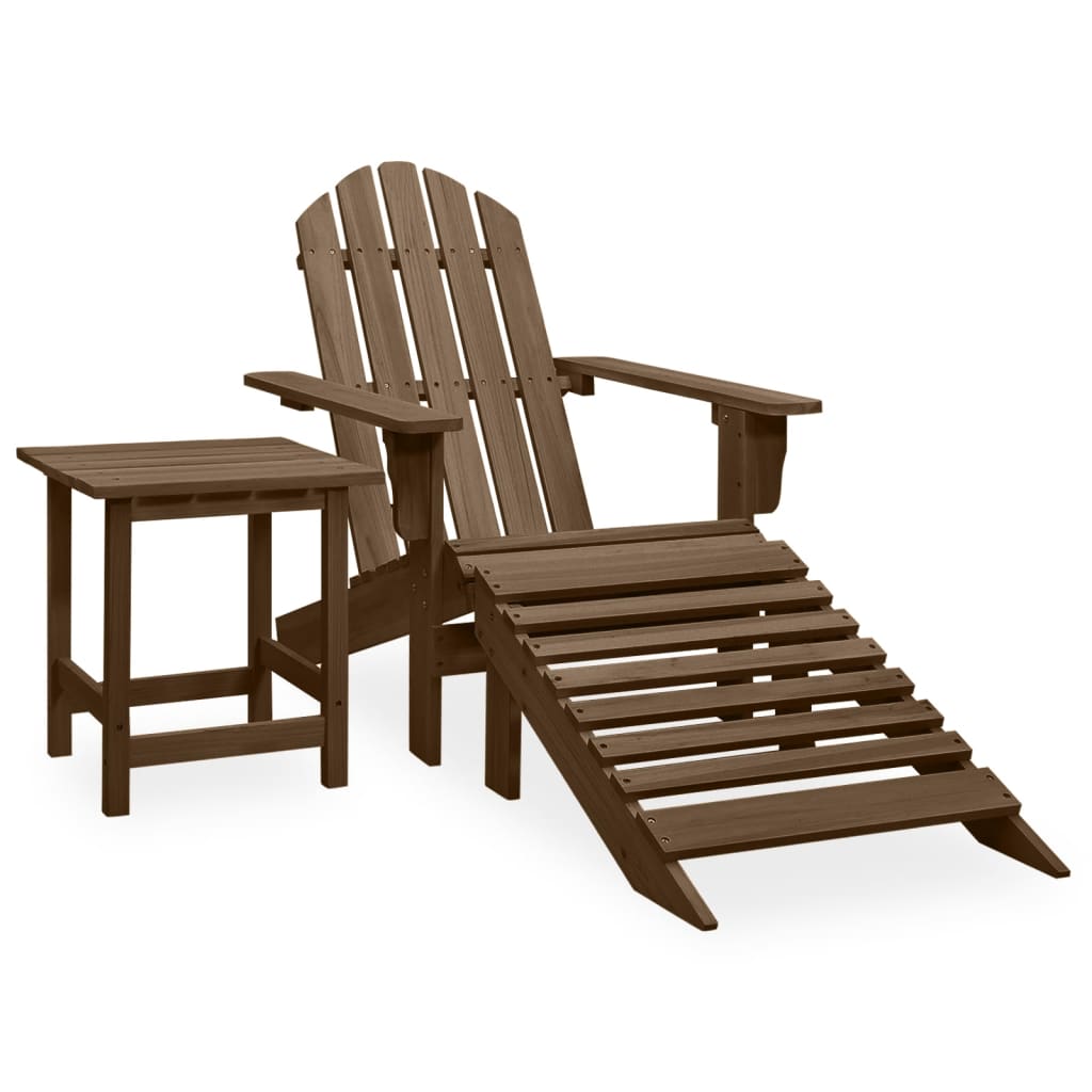 Sedia Adirondack con Ottomana e Tavolo Abete Massello Marrone - homemem39