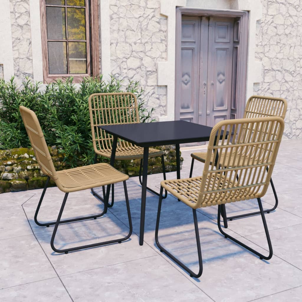 Set da Pranzo da Giardino 5 pz in Polyrattan e Vetro - homemem39