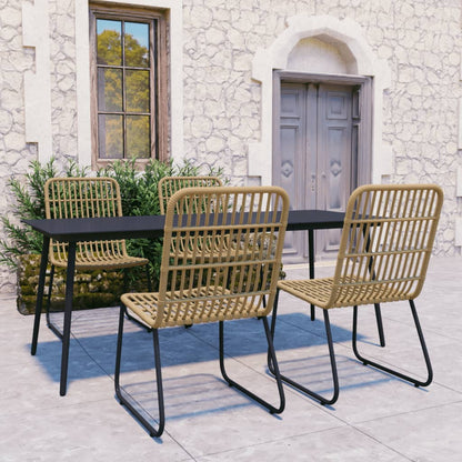 Set da Pranzo da Giardino 5 pz in Polyrattan e Vetro - homemem39