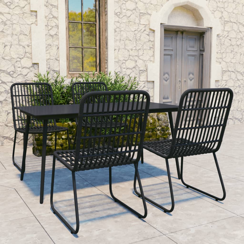 Set da Pranzo da Giardino 5 pz in Polyrattan e Vetro - homemem39