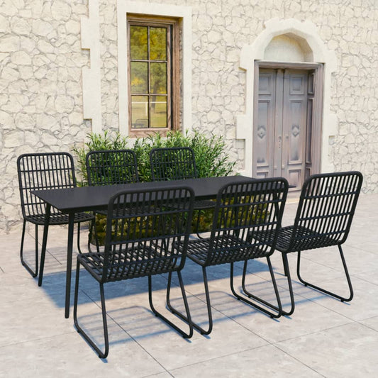 Set da Pranzo da Giardino 7 pz in Polyrattan e Vetro - homemem39