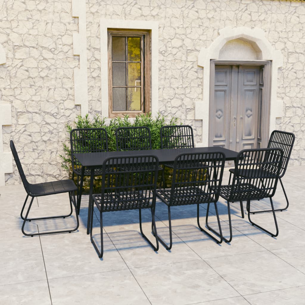 Set da Pranzo da Giardino 9 pz in Polyrattan e Vetro - homemem39