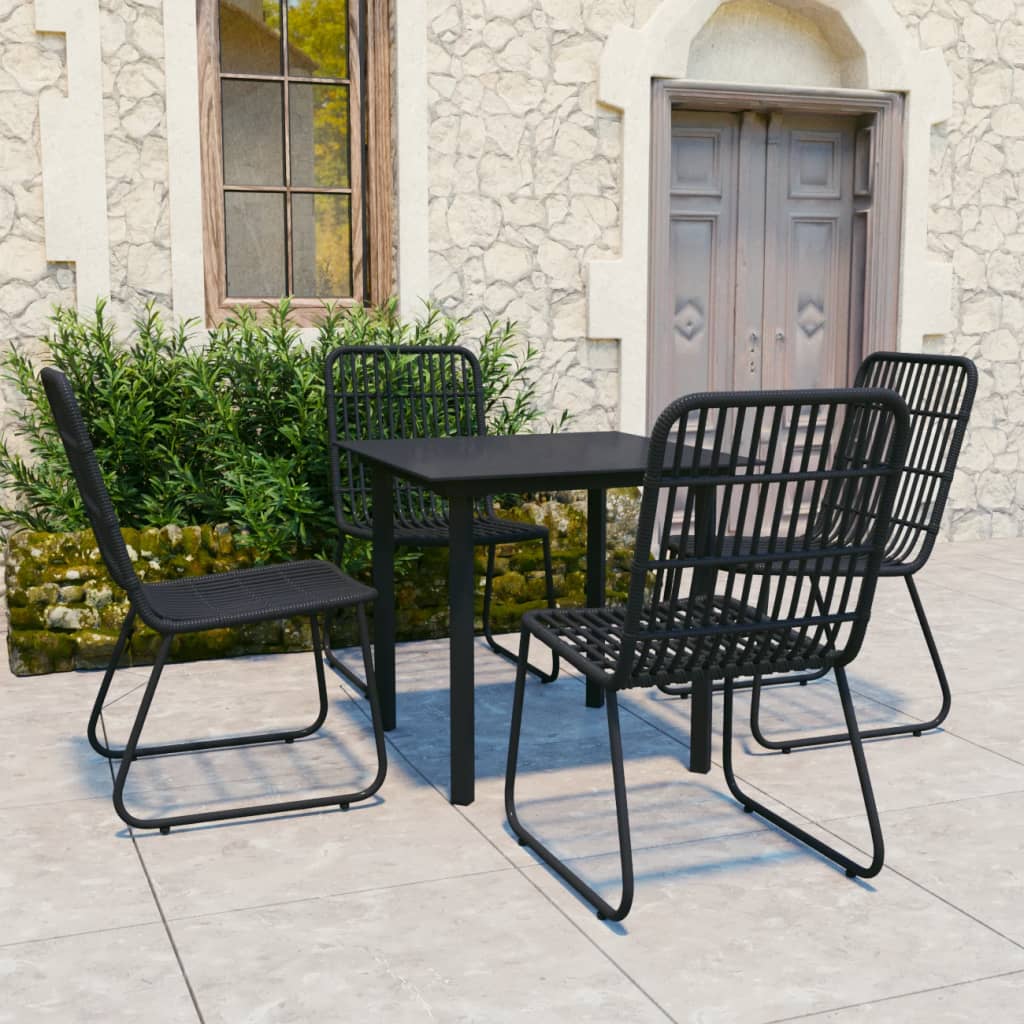 Set da Pranzo da Giardino 5 pz in Polyrattan e Vetro - homemem39