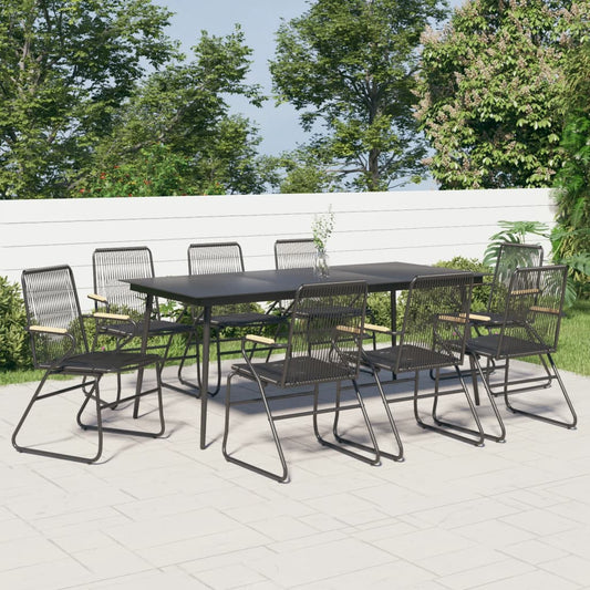 Set da Pranzo da Giardino 9 pz Nero in Rattan PVC - homemem39