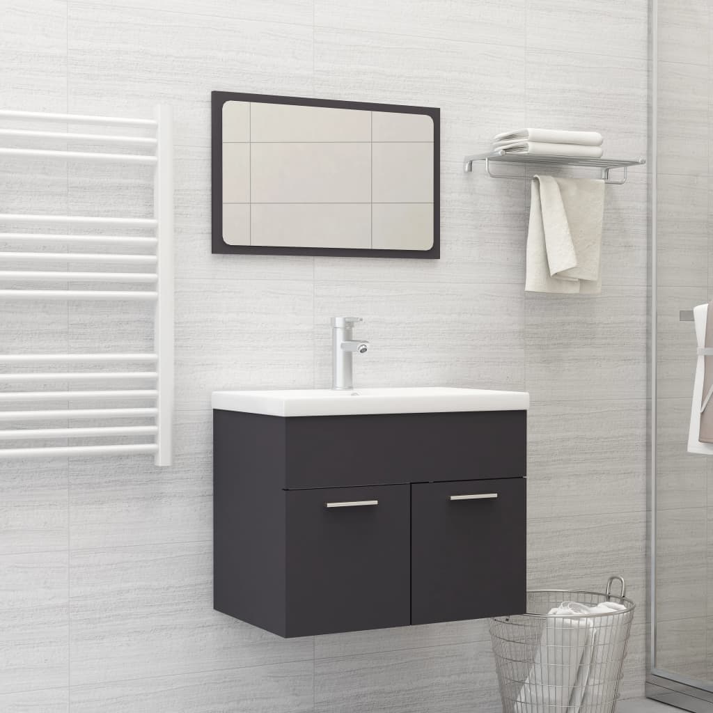 Set Mobili da Bagno 2 pz Grigio in Truciolato - homemem39