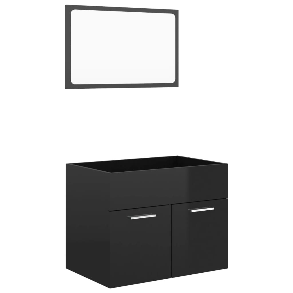 Set Mobili da Bagno 2pz Nero Lucido in Truciolato - homemem39