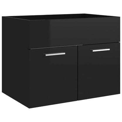 Set Mobili da Bagno 2pz Nero Lucido in Truciolato - homemem39