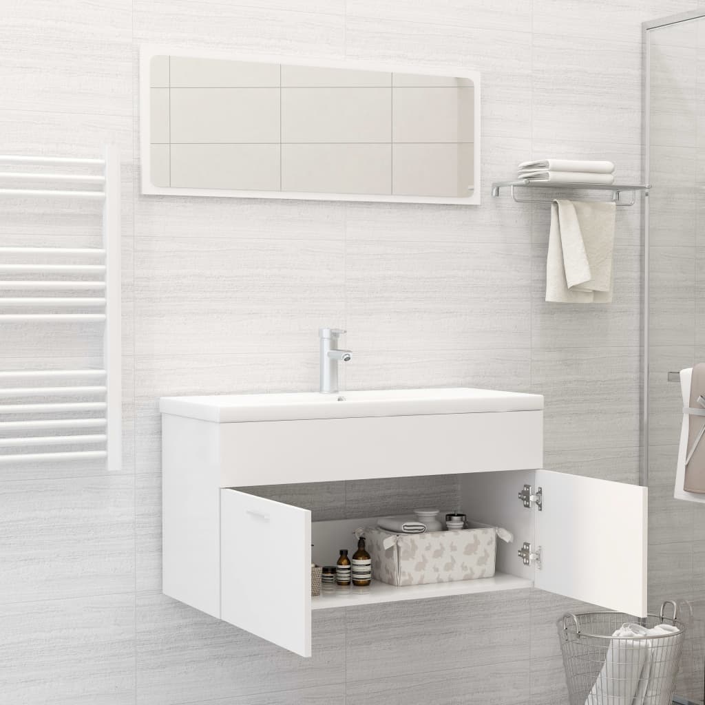 Set Mobili da Bagno 2 pz Bianco in Truciolato - homemem39