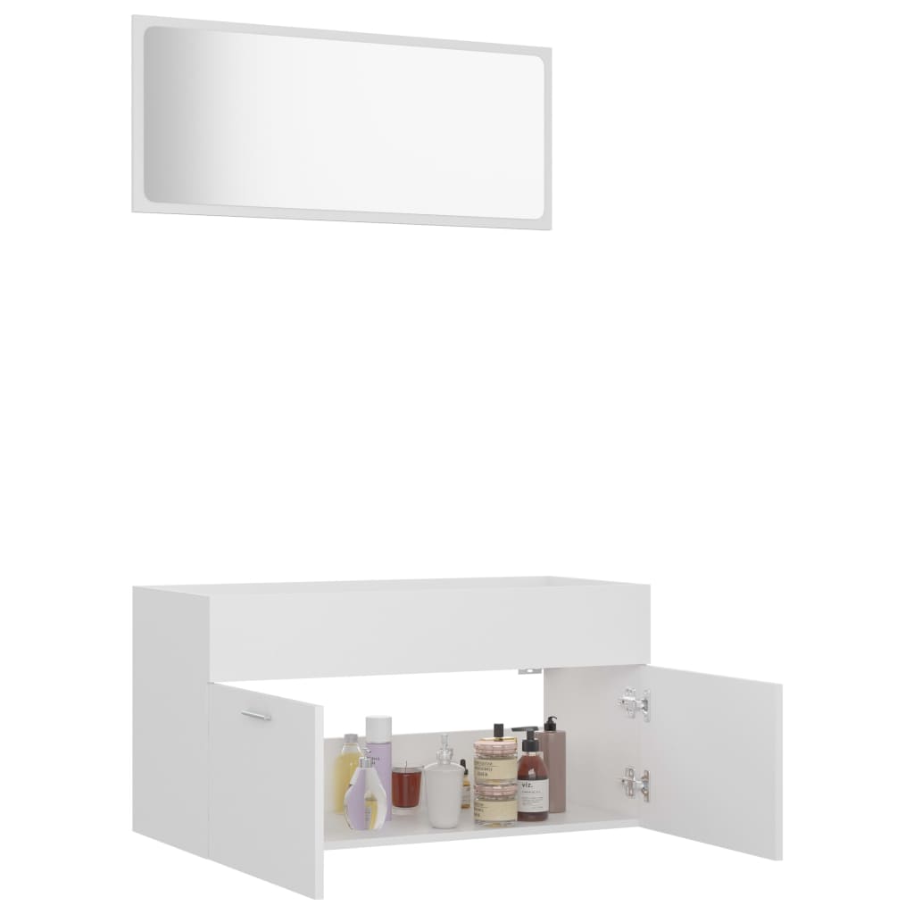 Set Mobili da Bagno 2 pz Bianco in Truciolato - homemem39