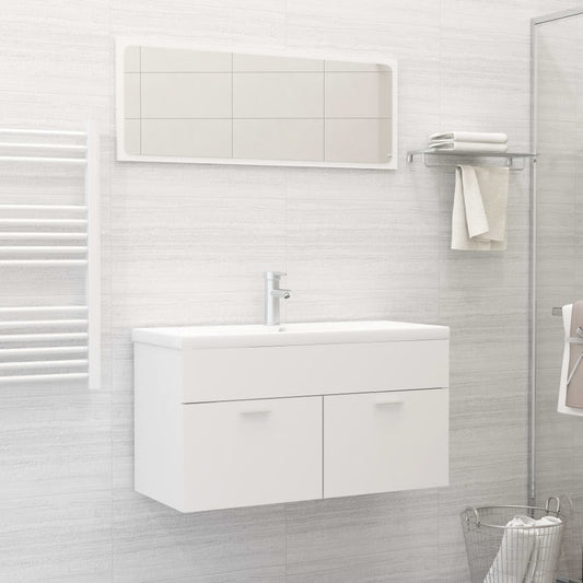 Set Mobili da Bagno 2 pz Bianco in Truciolato - homemem39