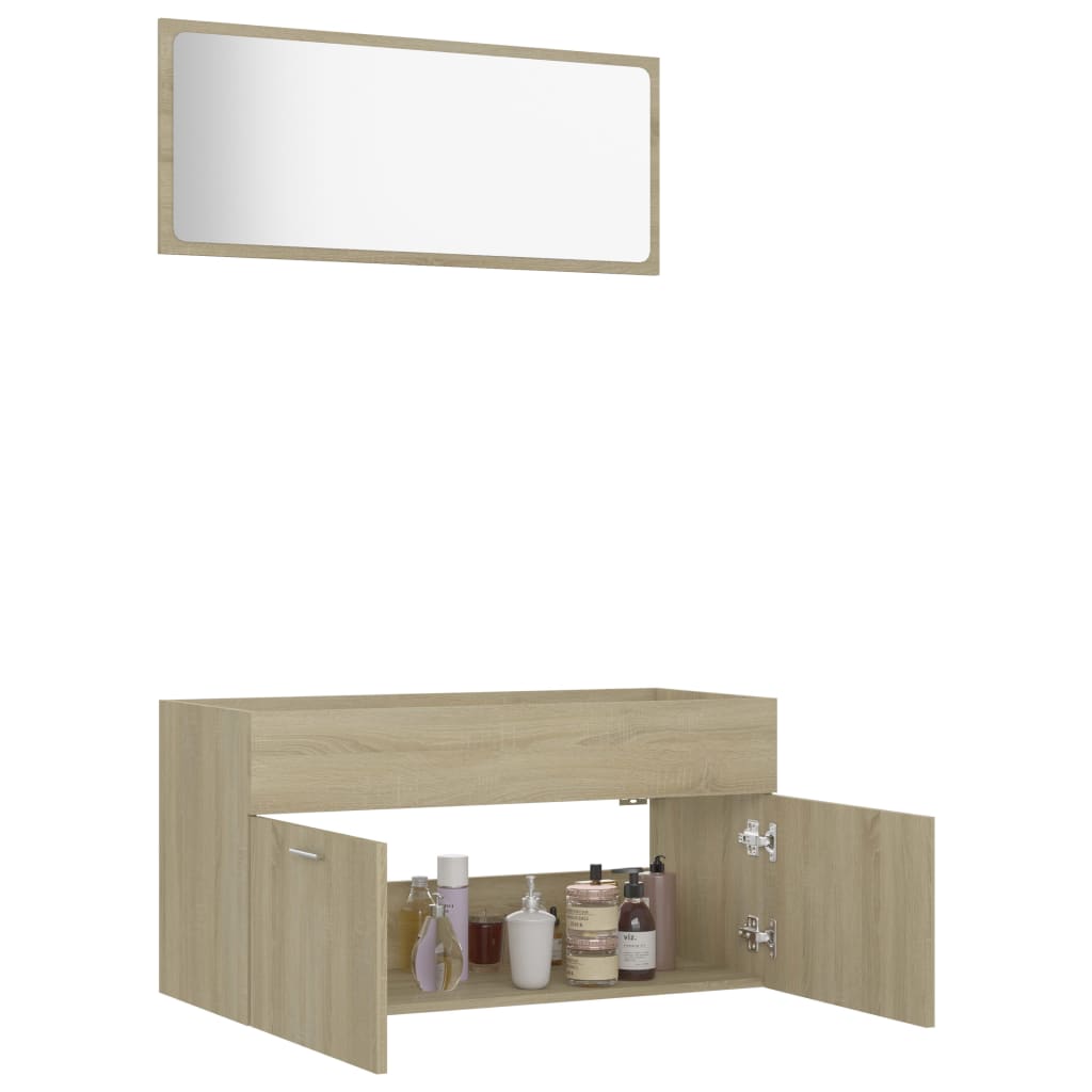 Set Mobili da Bagno 2 pz Rovere Sonoma in Truciolato - homemem39