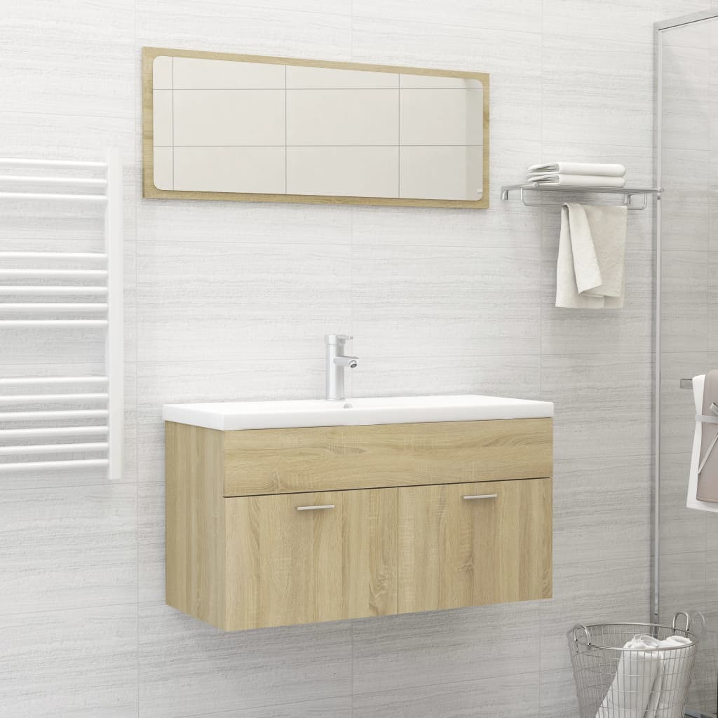 Set Mobili da Bagno 2 pz Rovere Sonoma in Truciolato - homemem39