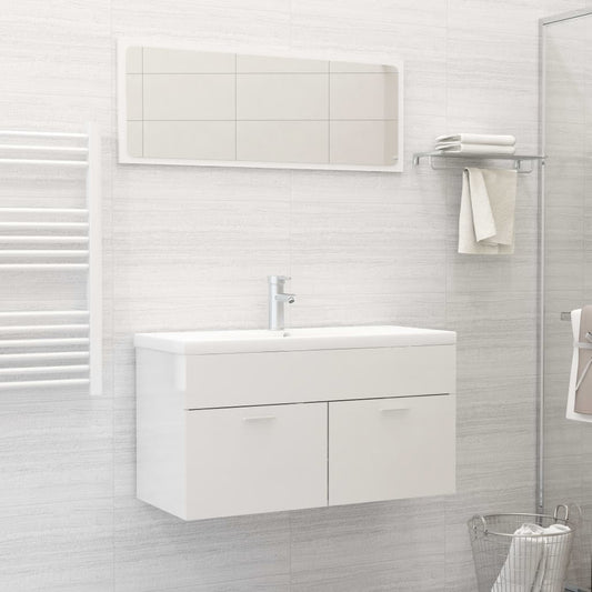 Set Mobili da Bagno 2 pz Bianco Lucido in Truciolato - homemem39