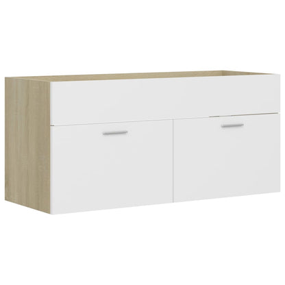 Set Mobili Bagno 2pz Bianco e Rovere Sonoma Legno Multistrato - homemem39