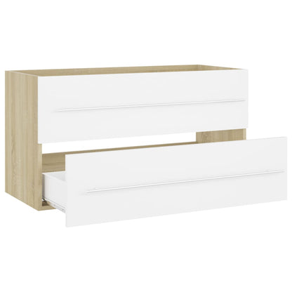 Set Mobili Bagno 2 pz Bianco e Rovere Sonoma Legno Multistrato - homemem39