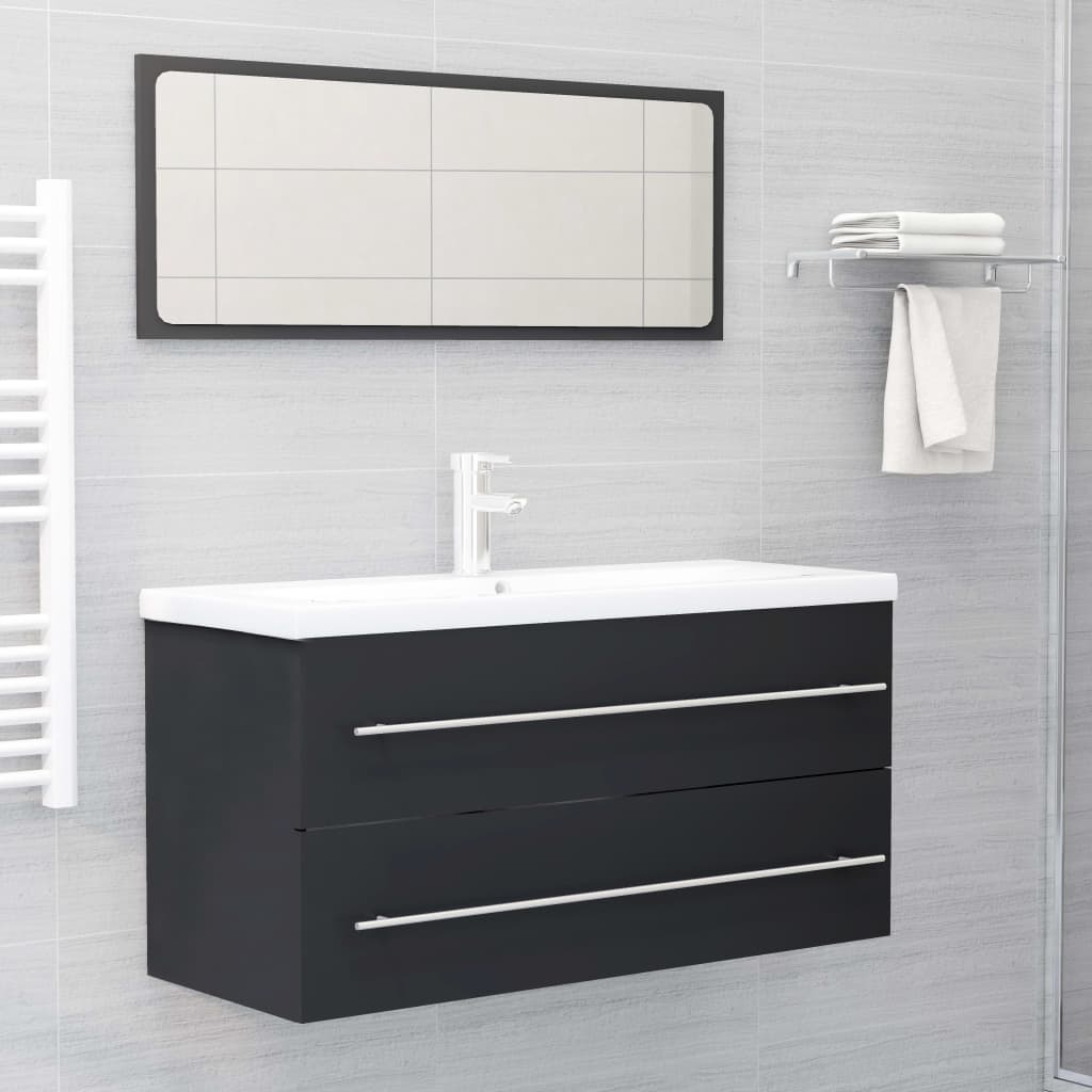 Set Mobili da Bagno 2 pz Grigio in Legno Multistrato - homemem39