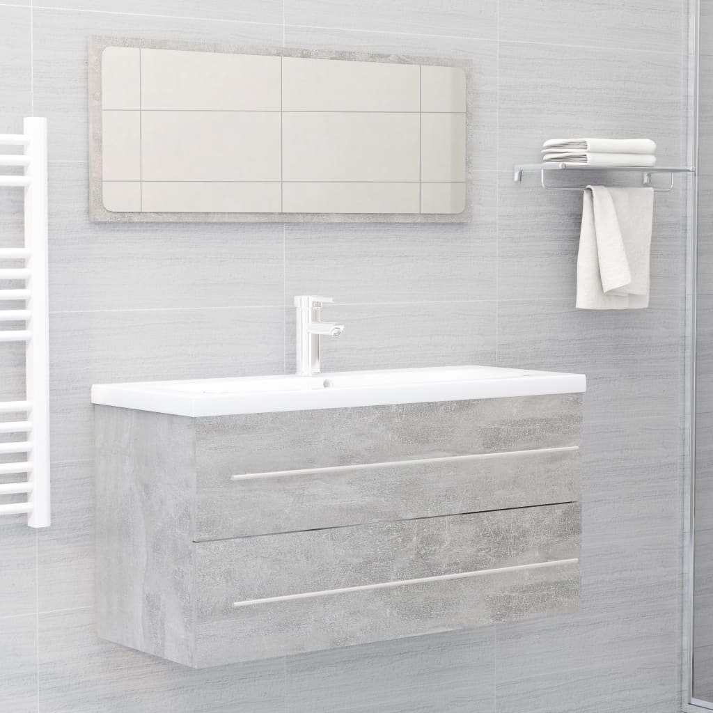 Set Mobili da Bagno 2 pz Grigio Cemento in Legno Multistrato - homemem39