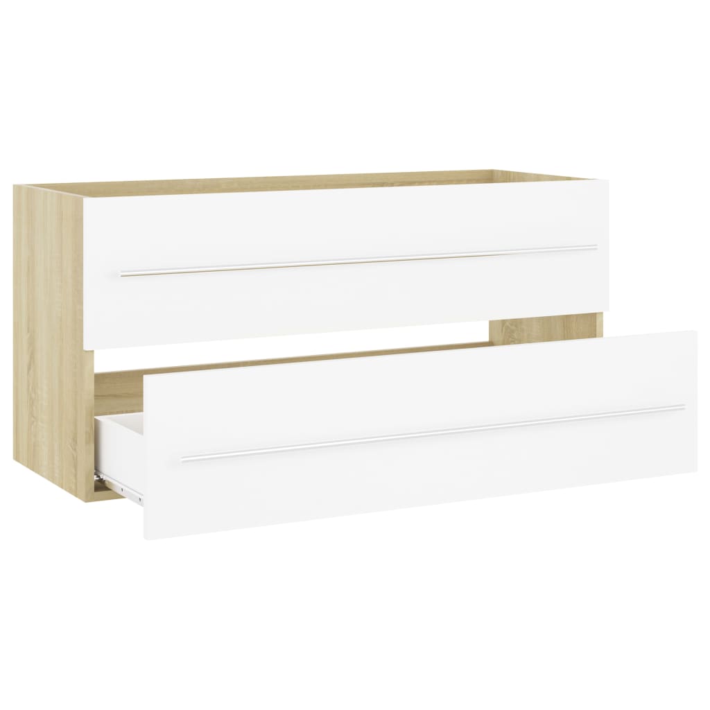 Set Mobili Bagno 2 pz Bianco e Rovere Sonoma Legno Multistrato - homemem39