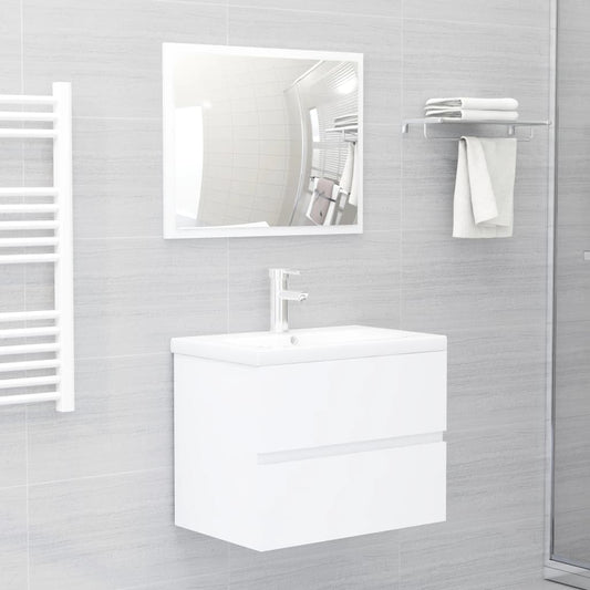 Set Mobili da Bagno 2 pz Bianco in Legno Multistrato - homemem39