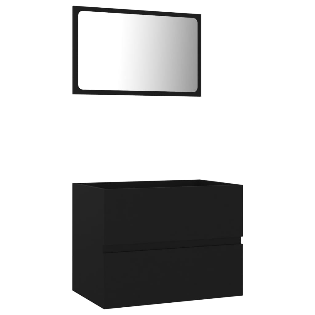 Set Mobili da Bagno 2 pz Nero in Legno Multistrato - homemem39