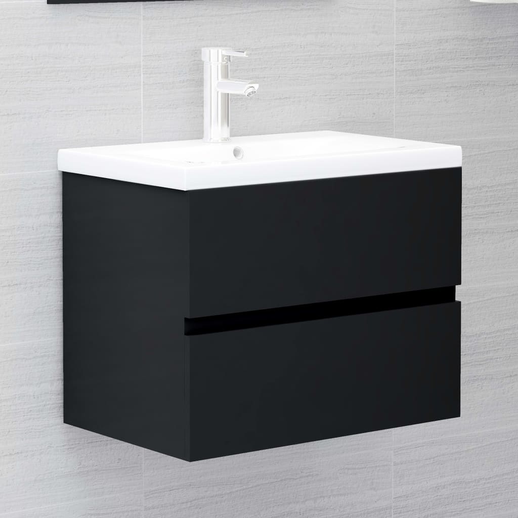 Set Mobili da Bagno 2 pz Nero in Legno Multistrato - homemem39