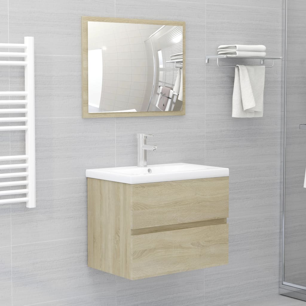 Set Mobili da Bagno 2 pz Rovere Sonoma in Legno Multistrato - homemem39