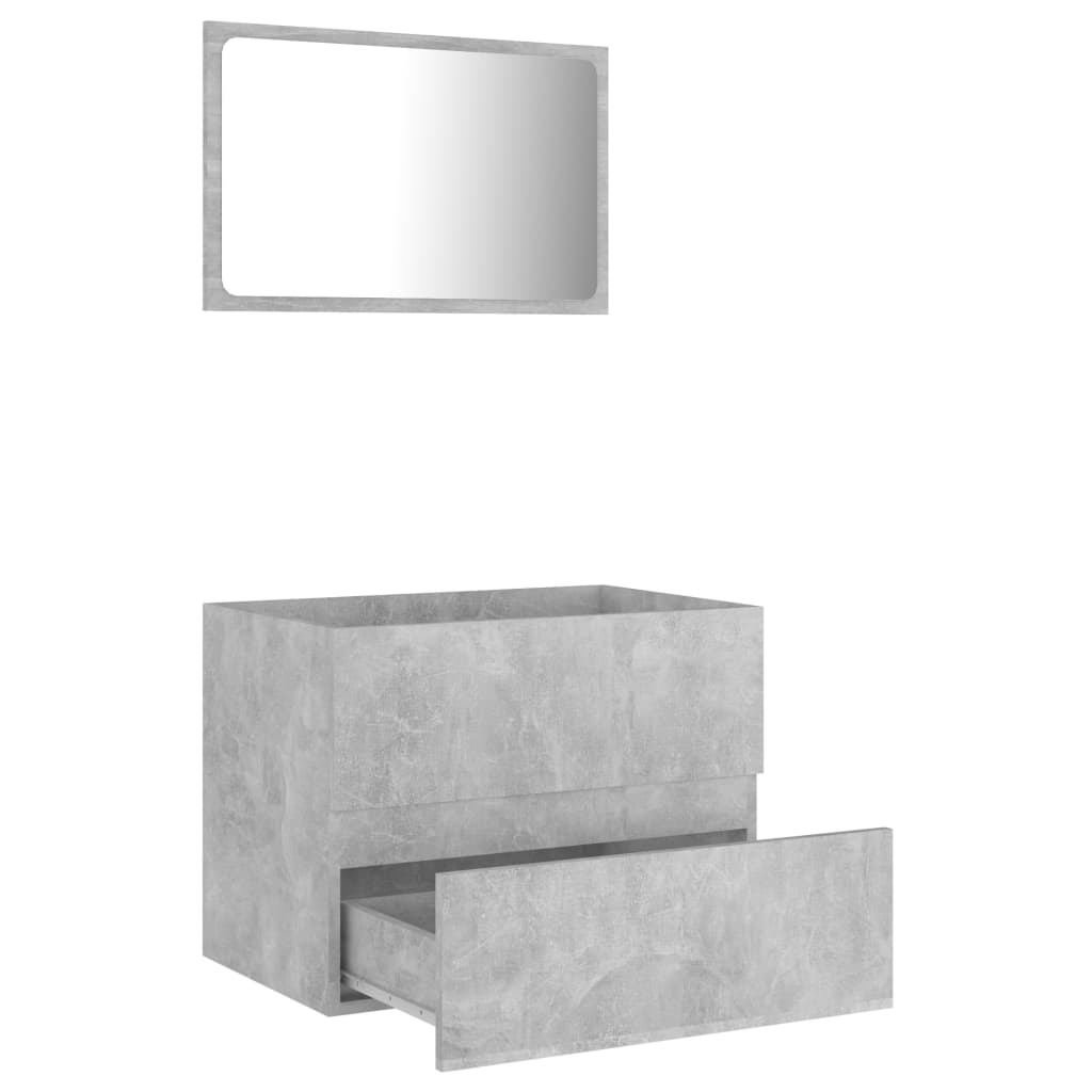 Set Mobili da Bagno 2 pz Grigio Cemento in Legno Multistrato - homemem39